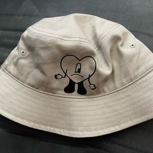 Beige Bucket Hat bad bunny logo